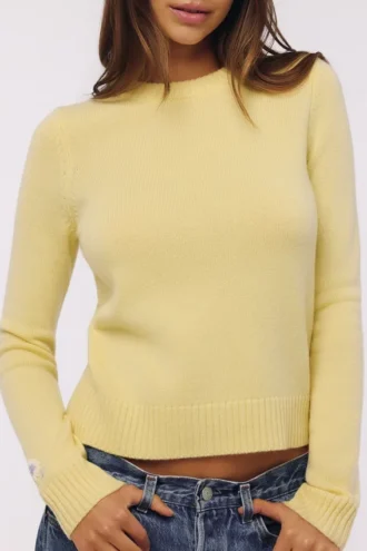 Abbie Lemon merinowol + kasjmier trui met ronde hals