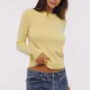 Abbie Lemon merinowol + kasjmier trui met ronde hals