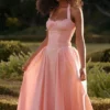 Adabella roze katoenen halter midi-zomerjurk