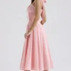 Adabella roze katoenen halter midi-zomerjurk