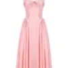 Adabella roze katoenen halter midi-zomerjurk