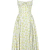 Adabella zachtblauwe vintage katoenen halterzomerjurk met bloemenprint