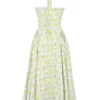 Adabella zachtblauwe vintage katoenen halterzomerjurk met bloemenprint