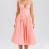 Adalyn Peach Broderie Anglais Midi-zomerjurk