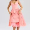 Adalyn Peach Broderie Anglais Midi-zomerjurk