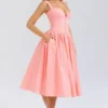 Adalyn Peach Broderie Anglais Midi-zomerjurk