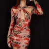 Adanna mini-jurk met rozenprint als korset