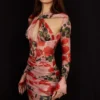 Adanna mini-jurk met rozenprint als korset
