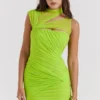 Adrie neon groene mini-jurk met plooien