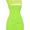 Adrie neon groene mini-jurk met plooien