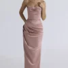 Adrienne Blush satijnen strapless avondjurk