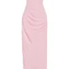 Adrienne roze kwarts georgette strapless avondjurk
