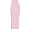 Adrienne roze kwarts georgette strapless avondjurk