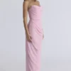 Adrienne roze kwarts georgette strapless avondjurk