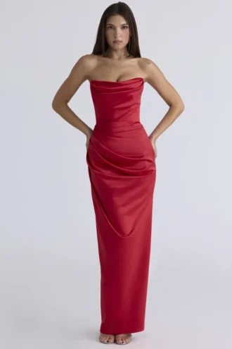 Adrienne Scarlet satijnen strapless avondjurk