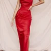 Adrienne Scarlet satijnen strapless avondjurk