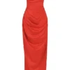 Adrienne Scarlet satijnen strapless avondjurk