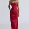 Adrienne Scarlet satijnen strapless avondjurk