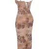 Aiza crèmekleurige maxi-jurk met bloemenprint