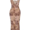 Aiza crèmekleurige maxi-jurk met bloemenprint