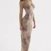 Aiza crèmekleurige maxi-jurk met bloemenprint