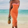 Aiza Flame oranje maxi-jurk