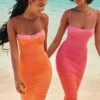 Aiza Flame oranje maxi-jurk