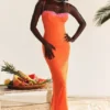 Aiza Flame oranje maxi-jurk