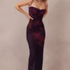 Aiza maxi-jurk met druivenbloemenprint