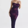 Aiza maxi-jurk met druivenbloemenprint