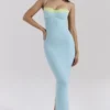 Aiza Ocean Blue Contrast Lace Maxi Jurk