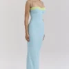 Aiza Ocean Blue Contrast Lace Maxi Jurk