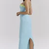 Aiza Ocean Blue Contrast Lace Maxi Jurk