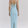 Aiza Ocean Blue Contrast Lace Maxi Jurk