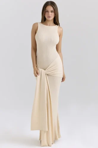Akaia Champagne Waterfall Maxi-jurk