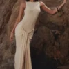 Akaia Champagne Waterfall Maxi-jurk