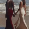 Akaia Champagne Waterfall Maxi-jurk