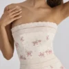 Alessina Ivoor Katoenen maxi-jurk met vintage rozenprint + kant