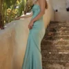 Alette Jade satijnen strapless maxi-jurk