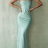 Alette Jade satijnen strapless maxi-jurk