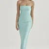 Alette Jade satijnen strapless maxi-jurk