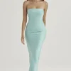 Alette Jade satijnen strapless maxi-jurk