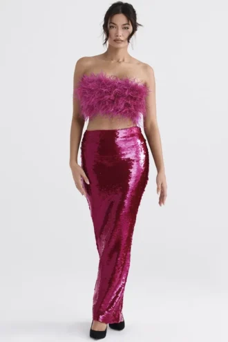 Alexis Hot Pink Maxi-rok met pailletten