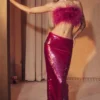 Alexis Hot Pink Maxi-rok met pailletten
