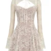 Alice Vintage crèmekleurige kanten mini-jurk
