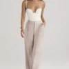 Alivia beige losse pasvorm-broek