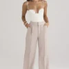 Alivia beige losse pasvorm-broek