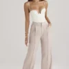 Alivia beige losse pasvorm-broek