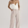 Alivia beige losse pasvorm-broek