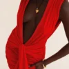 Aliza Cherry mini-jurk met plooien